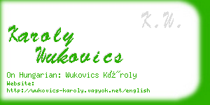 karoly wukovics business card